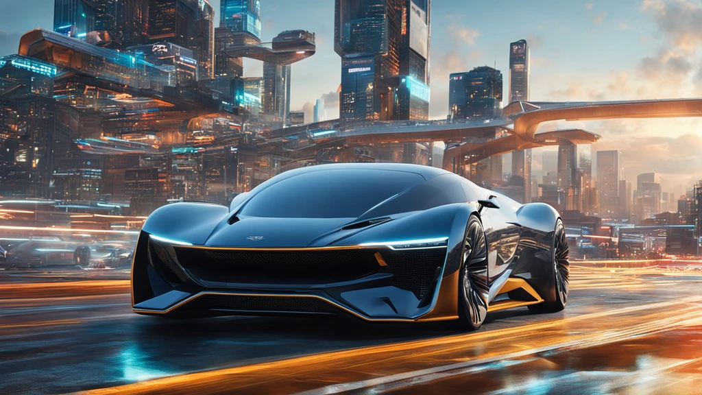 A futuristic collage capturing the essence of automotive innovation in 2024. A sleek lineup of top 10 game-changing cars takes center stage against a backdrop of digital circuits, symbolizing the revolution on wheels. Each car is meticulously placed, showcasing their distinctive features and cutting-edge designs.