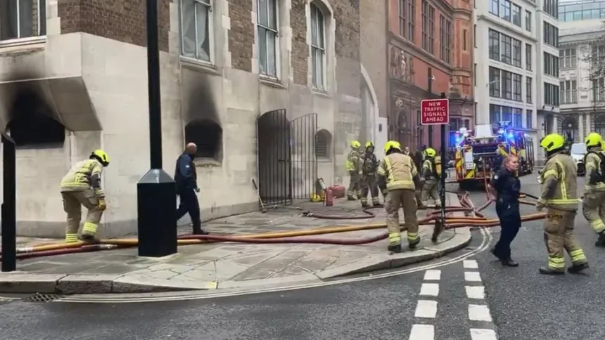"Old Bailey Evacuation: London Court Clears Out as Nearby Fire Erupts"
