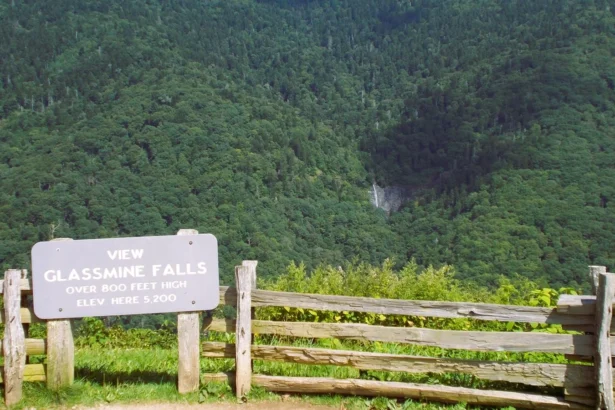 Blue Ridge Parkway ,Heaven's Secret: Awaits at Glassmine Falls Overlook 2024 .Glassmine Falls Overlook, Blue Ridge Parkway, waterfall overlook, North Carolina, scenic views, hiking trails, picnic spots, Blue Ridge Mountains